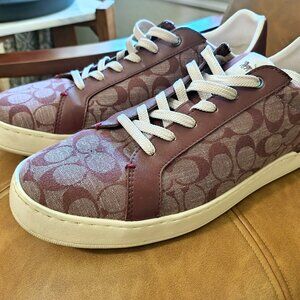 Coach Signature Court Sneakers – Burgundy/Khaki